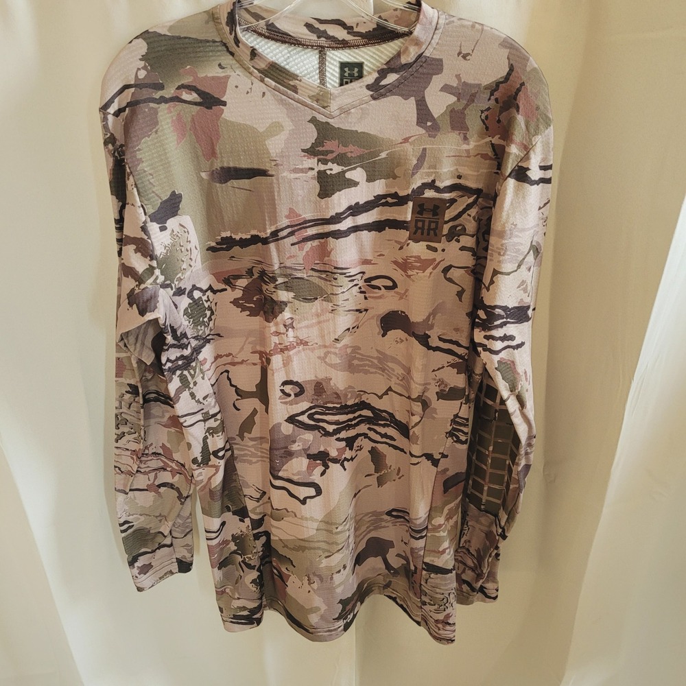 Under Armour ColdGear Ridge Reaper Mens Camo Compression Shirt Large Hunt 21897